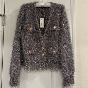 Milly $395 NWT Textured Fringe Cardigan-STUNNING!!